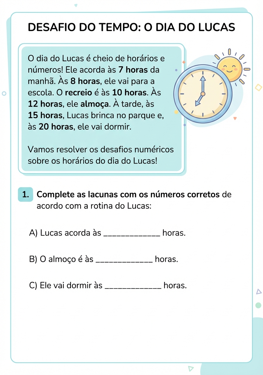 Folha real - Desafio do Tempo do Lucas (EF Iniciais)